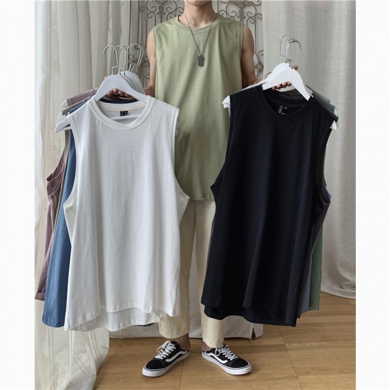 Summer White Crew Neck Sleeveless T-Shirt